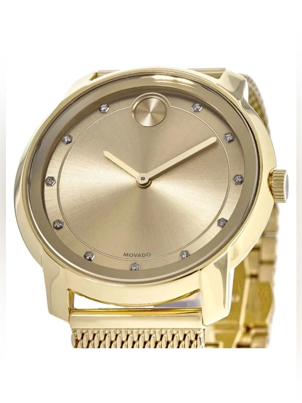 Movado Bold Men’s Yellow Gold 44mm Watch With Diamond Markers 3600460